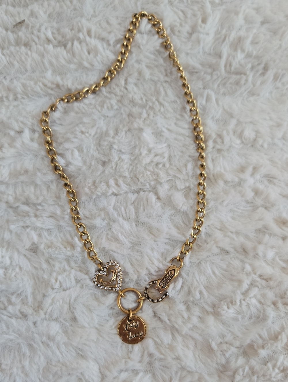 Juicy Couture Gold-Tone Heart & Coin Charm Necklace